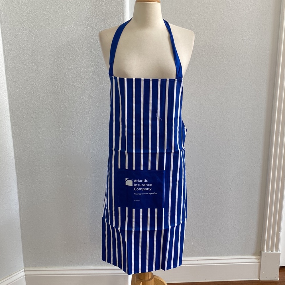 Blue Strip Bib Apron with Oven Glove Kitchen Cooking Set‎ NEW